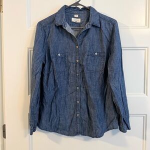 LOFT Softened Medium Blue Denim Shirt, L